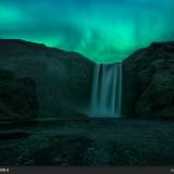 Aurora a Skogafoss