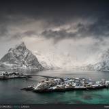 Reine vista dall'alto in inverno