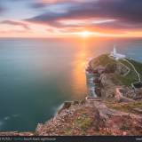 Tramonto a South Stack Lighthouse, Galles