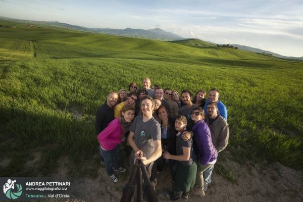 Selfie di gruppo in val d'orcia