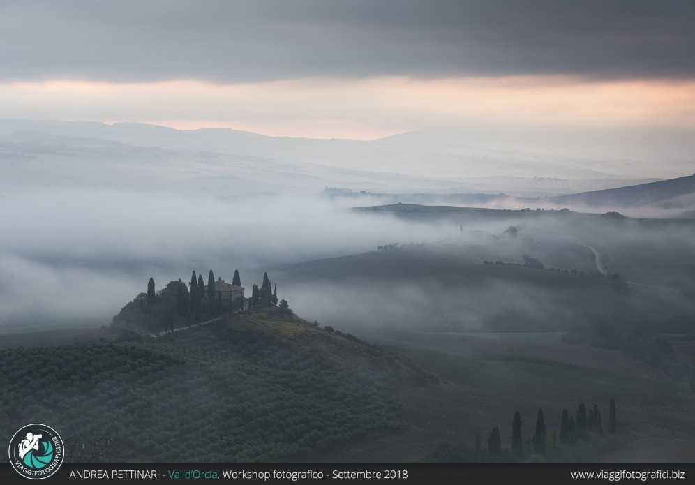 Alba nebbiosa a Podere Belvedere