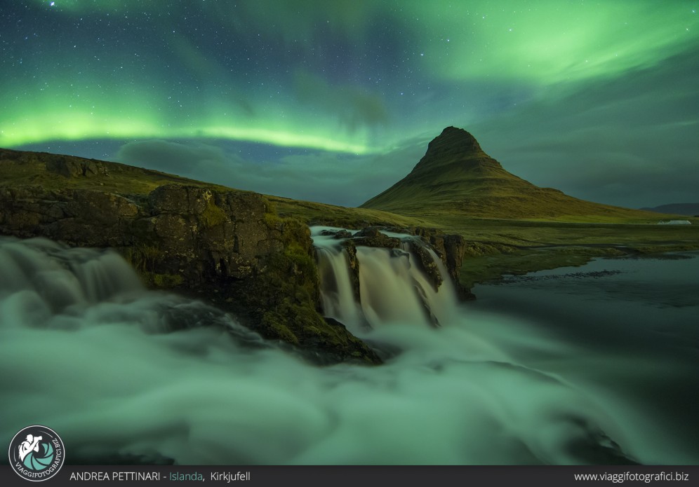 Aurora boreale nelle penisola di Snæfellsnes, Islanda.