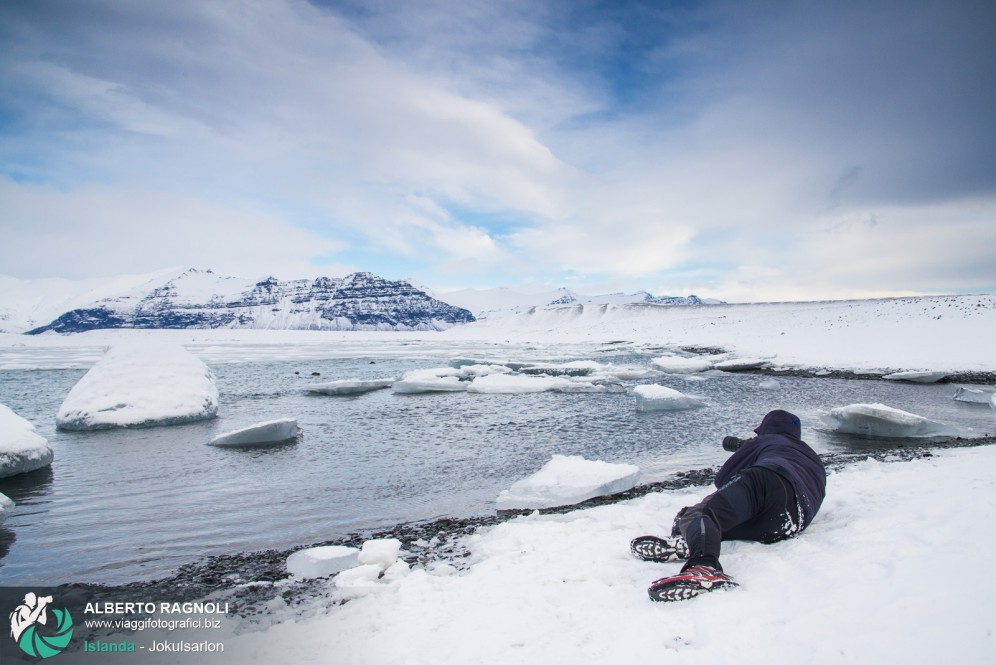 Foto di backstage alla laguna glaciale di Jokulsarlon.