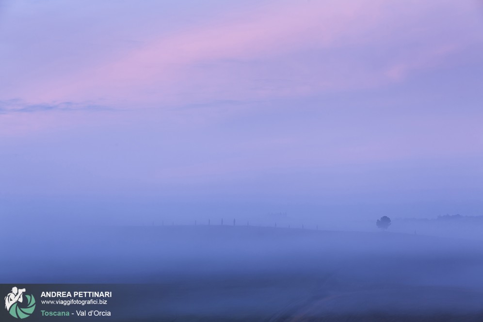 I colori della val d'orcia all'alba, Toscana.