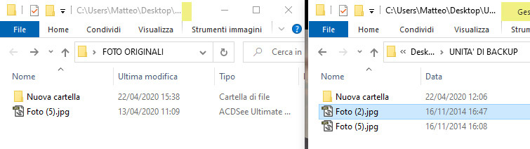 esempio verifica dei file spostati con free file sync