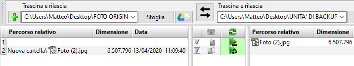esempio risultato verifica dei file spostati con free file sync