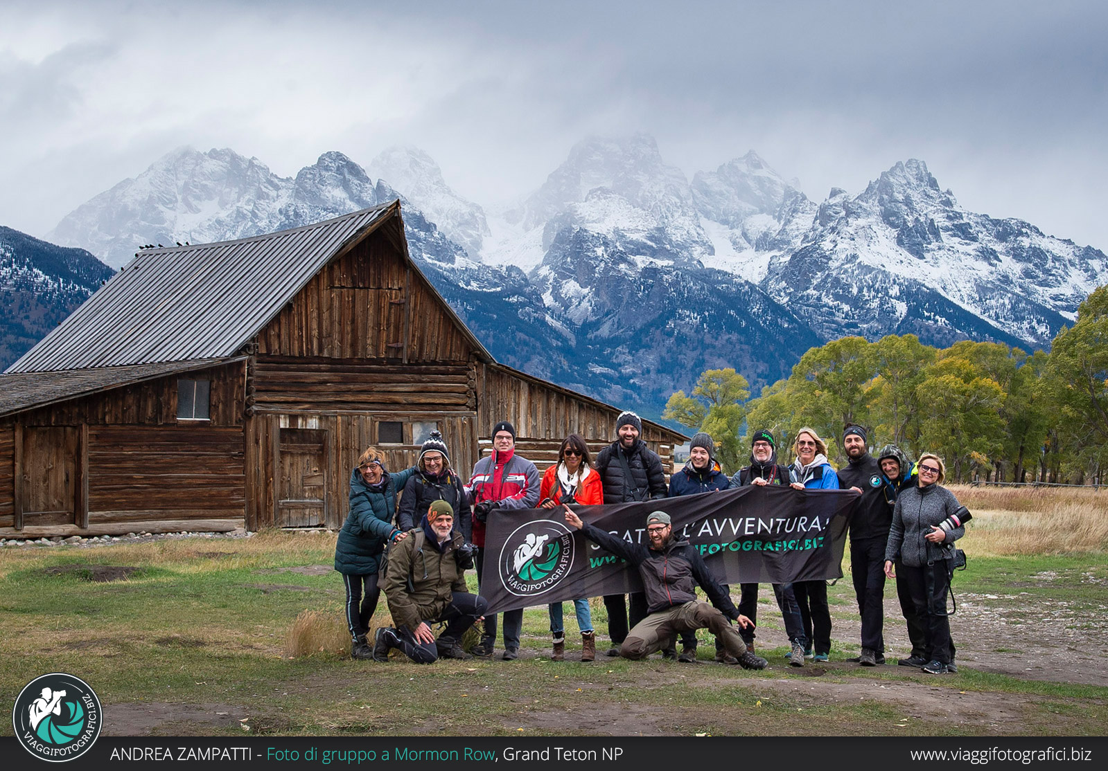 Foto di gruppo del viaggio aYellowstone e grand teton 2019